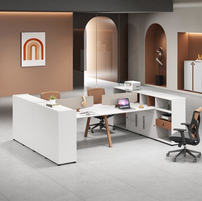 Moderne Büromöbel 2 4 6 Personen Bürobedeckungen Tisch Schlafzimmer Arbeitsplatz Schreibtisch mit großem Schrank