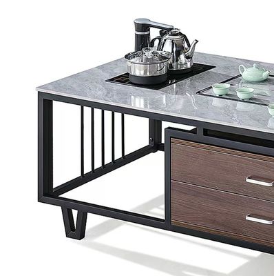 Moderne Rechteckige Felsplatte mit Metallrahmen Kessel Büromöbel Büro Tee Kaffeetafel