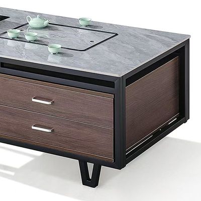 Moderne Rechteckige Felsplatte mit Metallrahmen Kessel Büromöbel Büro Tee Kaffeetafel