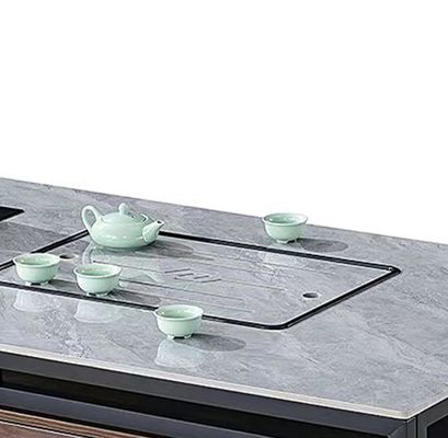 Moderne Rechteckige Felsplatte mit Metallrahmen Kessel Büromöbel Büro Tee Kaffeetafel