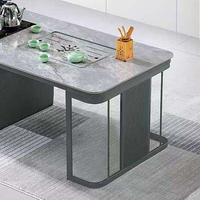 Moderne Minimalistisch gehärtetes Glas Edelstahl Feuer Stein vollautomatischer Büro-Tisch