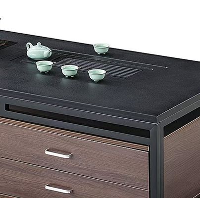 Moderne rechteckige schwarze Felsplatte mit Metallrahmen Büromöbel Büro Tee-Tisch