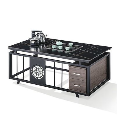 Moderner Büro-Tee-Tisch Kessel Stein Metallrahmen Rechteckiger Hitzebeständiger Kaffeetisch