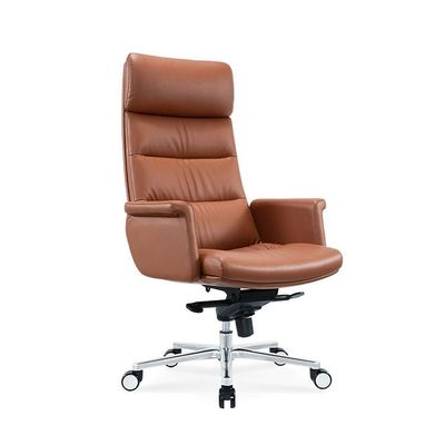 Fabrikzulieferung Büromöbel Leder Bürostuhl mit Aluminiumlegierung Flachfuß ergonomischer Bürostuhl für den Arbeitsplatz