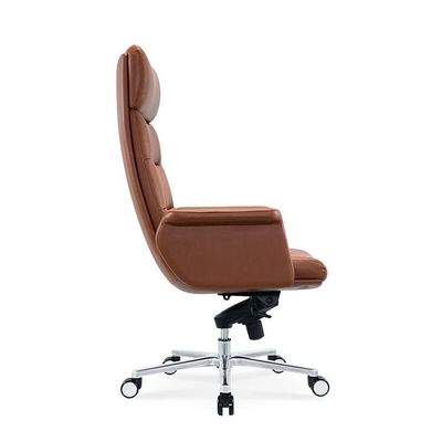 Fabrikzulieferung Büromöbel Leder Bürostuhl mit Aluminiumlegierung Flachfuß ergonomischer Bürostuhl für den Arbeitsplatz