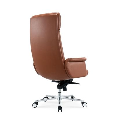 Fabrikzulieferung Büromöbel Leder Bürostuhl mit Aluminiumlegierung Flachfuß ergonomischer Bürostuhl für den Arbeitsplatz