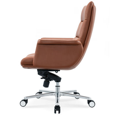 Ergonomischer Bürostuhl Flexibles Chromrad Bequem Drehbares Leder PU Chef Manager Mitarbeiterstuhl Moderne Drehmassage