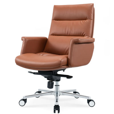 Ergonomischer Bürostuhl Flexibles Chromrad Bequem Drehbares Leder PU Chef Manager Mitarbeiterstuhl Moderne Drehmassage