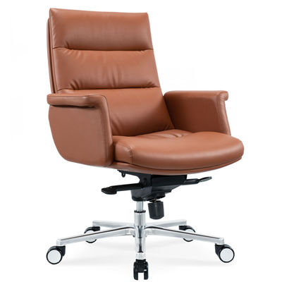 Ergonomischer Bürostuhl Flexibles Chromrad Bequem Drehbares Leder PU Chef Manager Mitarbeiterstuhl Moderne Drehmassage