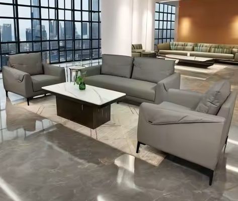 Modernes Büro Doppel-Rezeption Ledersofa Set Hohe Widerstandsfähigkeit Schwamm Top-Qualität Leder ideal für Geschäftsgespräche