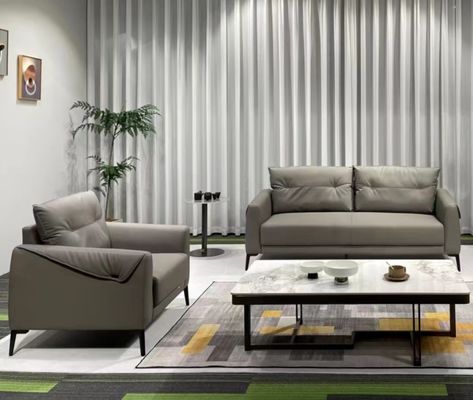 Modernes Büro Doppel-Rezeption Ledersofa Set Hohe Widerstandsfähigkeit Schwamm Top-Qualität Leder ideal für Geschäftsgespräche