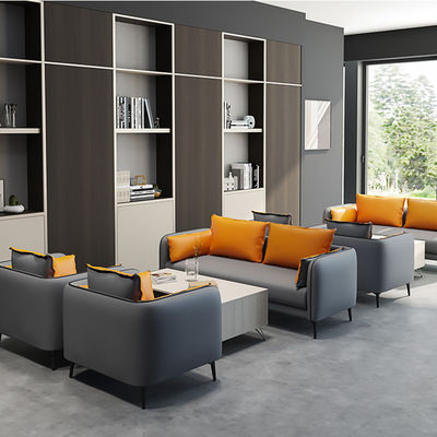 Weniger einfach Gewerbliche Büromöbel Grau 3 Sitzplätze Büromöbel Büromöbel Sofa Ledersofa Set Modernes kleines Sofa