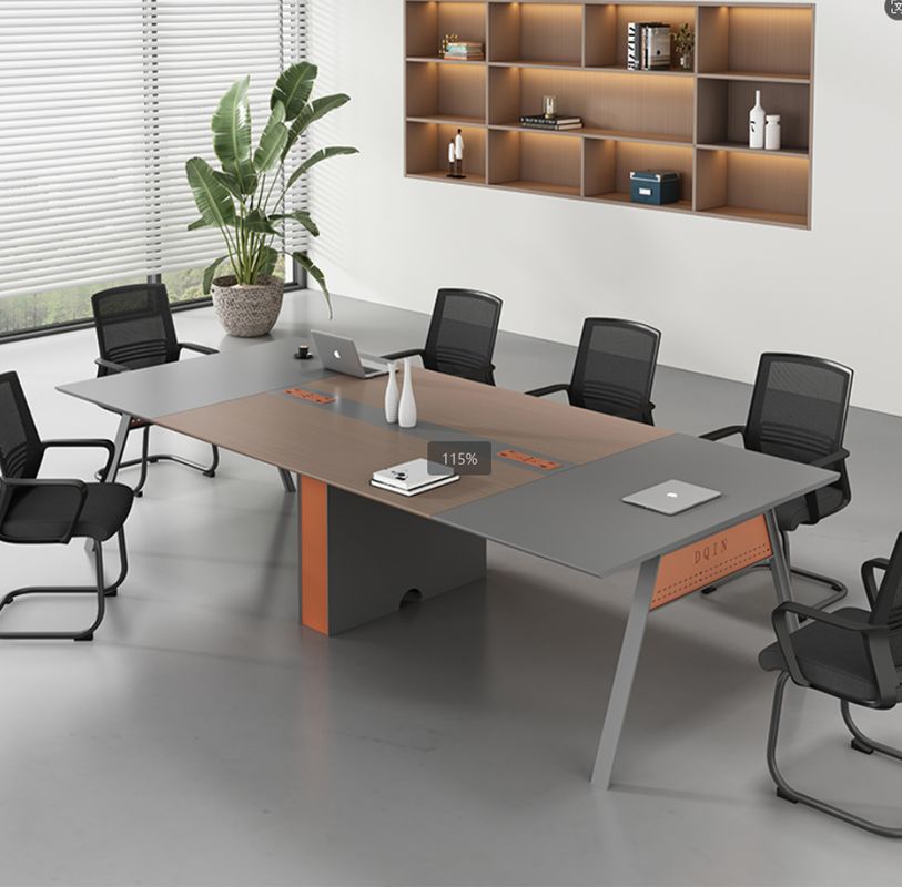 Modernes einfaches Rechteck Langes Holz Metall Schreibtisch Tagungstisch Verhandlung Großes Büro-Raum Boardroom Konferenztisch