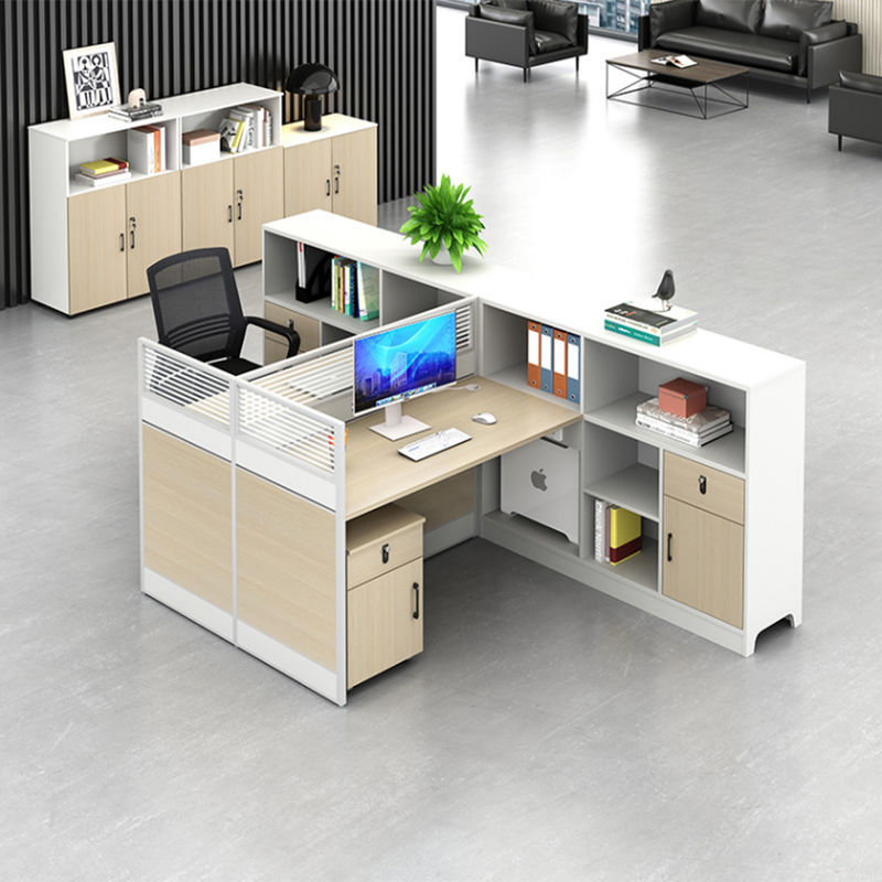 Moderne einfache Persönlichkeitsbildschirm Schreibtisch und Stuhl Kombination 2 Personen Holz Modular-Kübchen Büro Arbeitsplatz Schreibtisch
