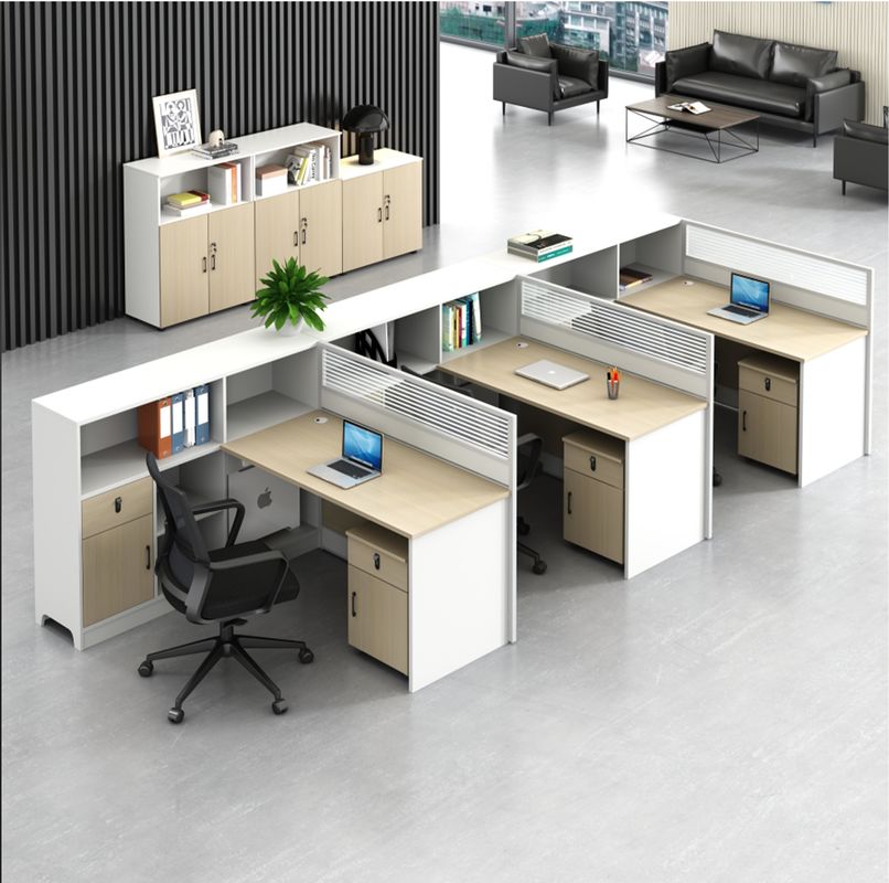Moderne einfache Persönlichkeitsbildschirm Schreibtisch und Stuhl Kombination 3 Personen Holz Modular-Kübchen Büro-Arbeitsplatz-Tisch