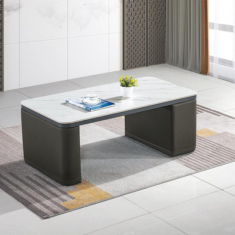 Moderne rechteckige Kaffeetafel Wohnzimmer Weißes Felsen Teller Teetisch Einfacher Büro-Tee