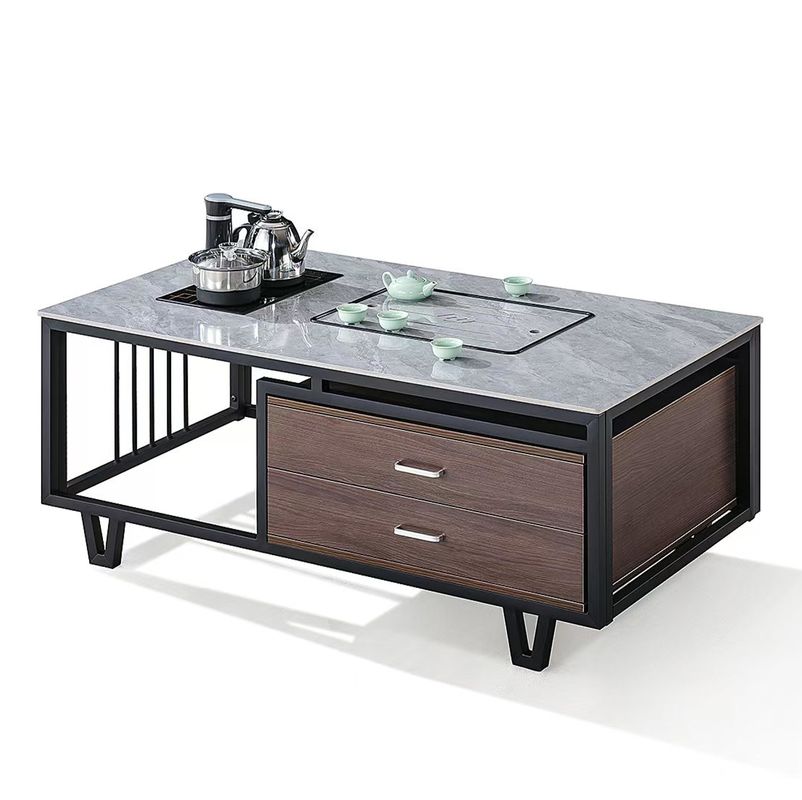 Moderne Rechteckige Felsplatte mit Metallrahmen Kessel Büromöbel Büro Tee Kaffeetafel
