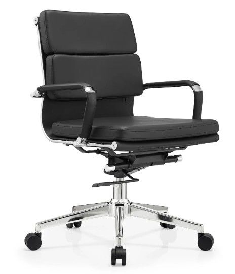 Pu-Leder-Boss Mittlerer Rücken Metallrahmen Ergonomische Büromöbel Verstellbarer Drehbüro-Stuhl