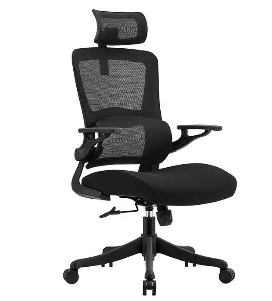 High Back Executive Office Chair Modern Mesh Drehbankstuhl mit verstellbarer Kopfstütze Drehleder Stoff Liftstuhl