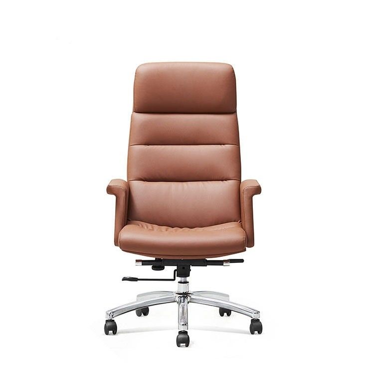 Fabrikzulieferung Büromöbel Leder Bürostuhl mit Aluminiumlegierung Flachfuß ergonomischer Bürostuhl für den Arbeitsplatz