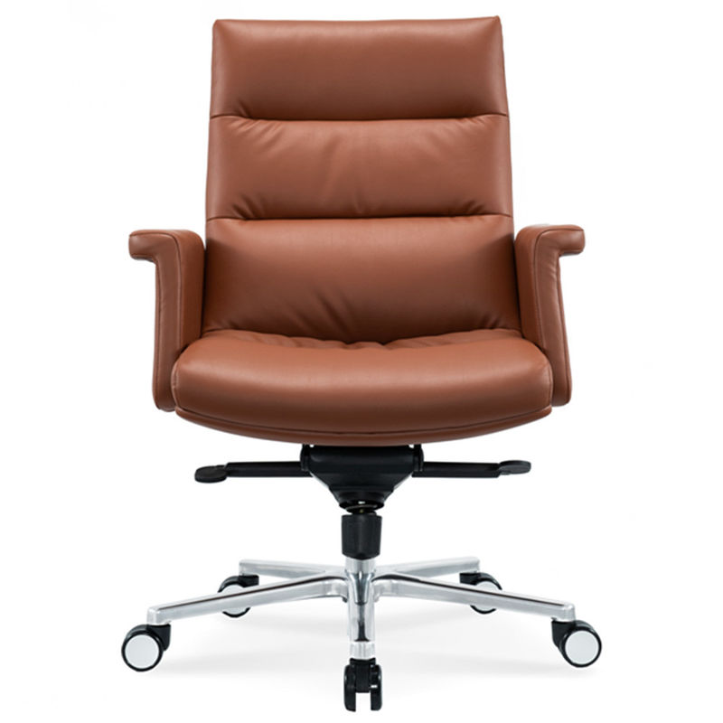 Ergonomischer Bürostuhl Flexibles Chromrad Bequem Drehbares Leder PU Chef Manager Mitarbeiterstuhl Moderne Drehmassage