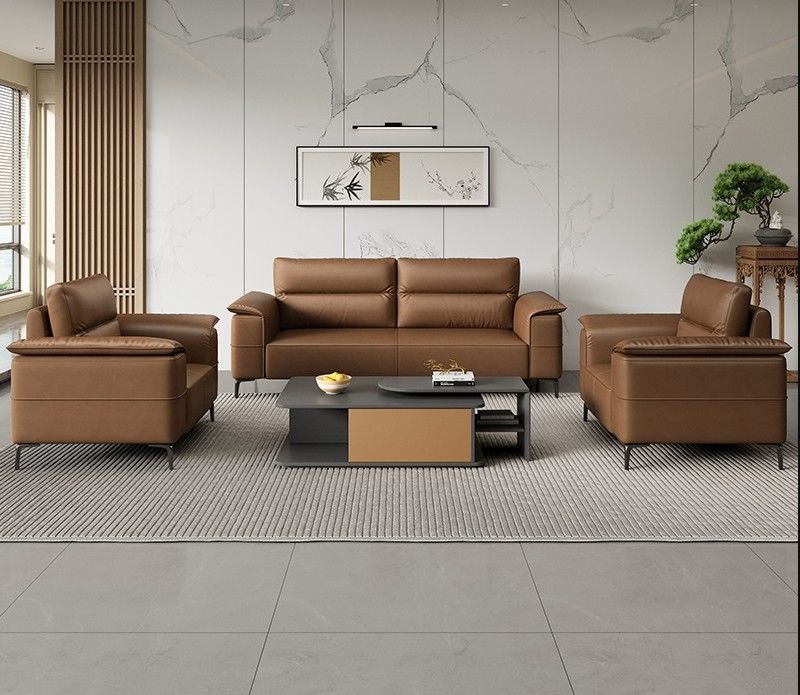 Luxus-Ledersofa italienisches Sektionssofa Büro-Stuhl Wartezimmer Sofa Büromöbel Handelsbüro Empfangssofa Set