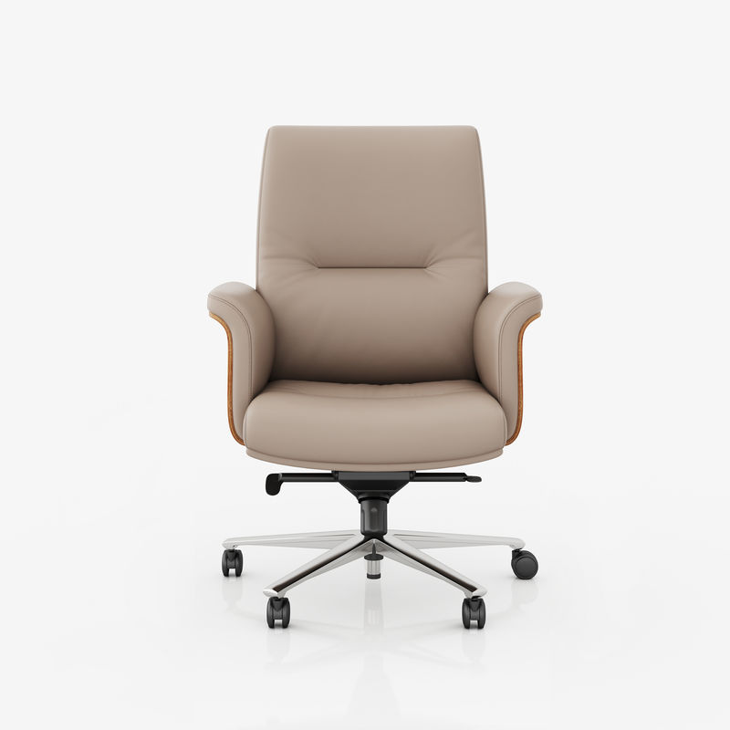 Mittlerer Rücken Executive Office Chair Echtleder verstellbare Kopfstütze Warmverkauf Markt Metall Drehstuhl