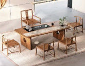 Chinesische Minimalist Massivholz Marmor Stein Teetisch Kaffeetisch Moderne Leicht Luxus Marmor Büromöbel Teetisch