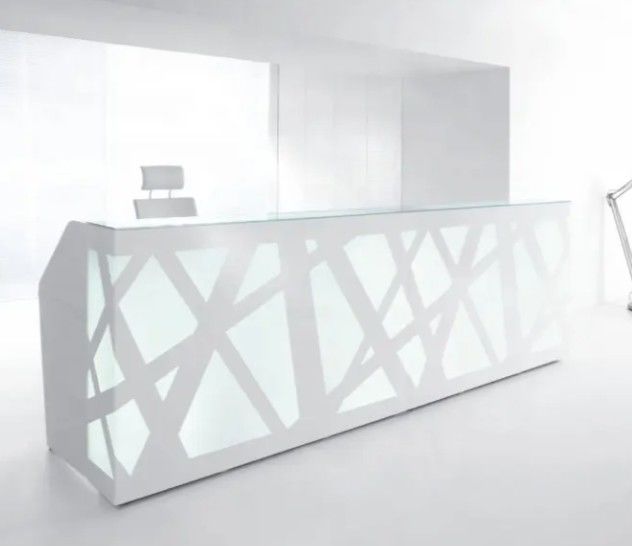 Moderne Luxus-Style Rezeption Schreibtisch kundenspezifische Büro-Rezeption Möbel Mehrfach-Person Rezeption Schreibtisch Wtih Led-Licht