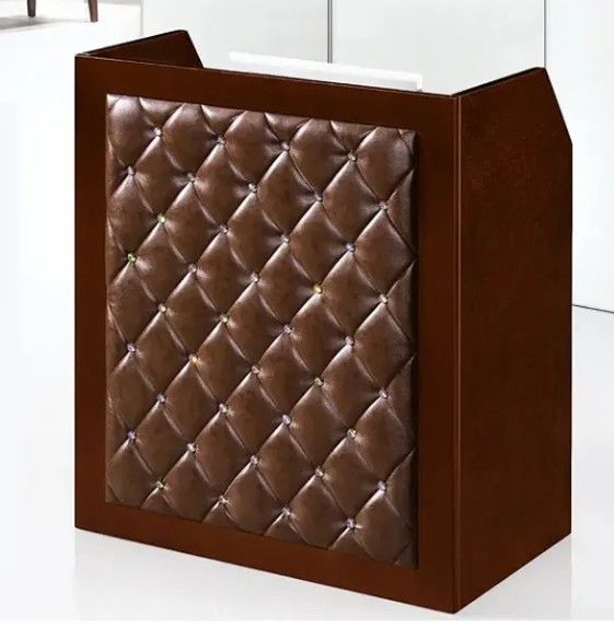 Großhandel Neues Design Luxus Schwarzes Büro Holz Schalter Diamant L-Form Büro Kleines Front Schalter Rezeption